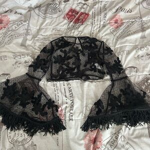 Endless Rose Black Floral Lace Crop Top
